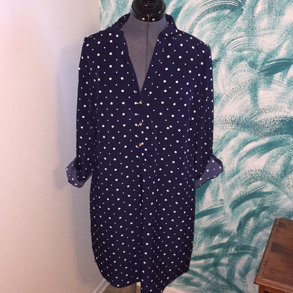 Navy Polka Dot Midi Dress